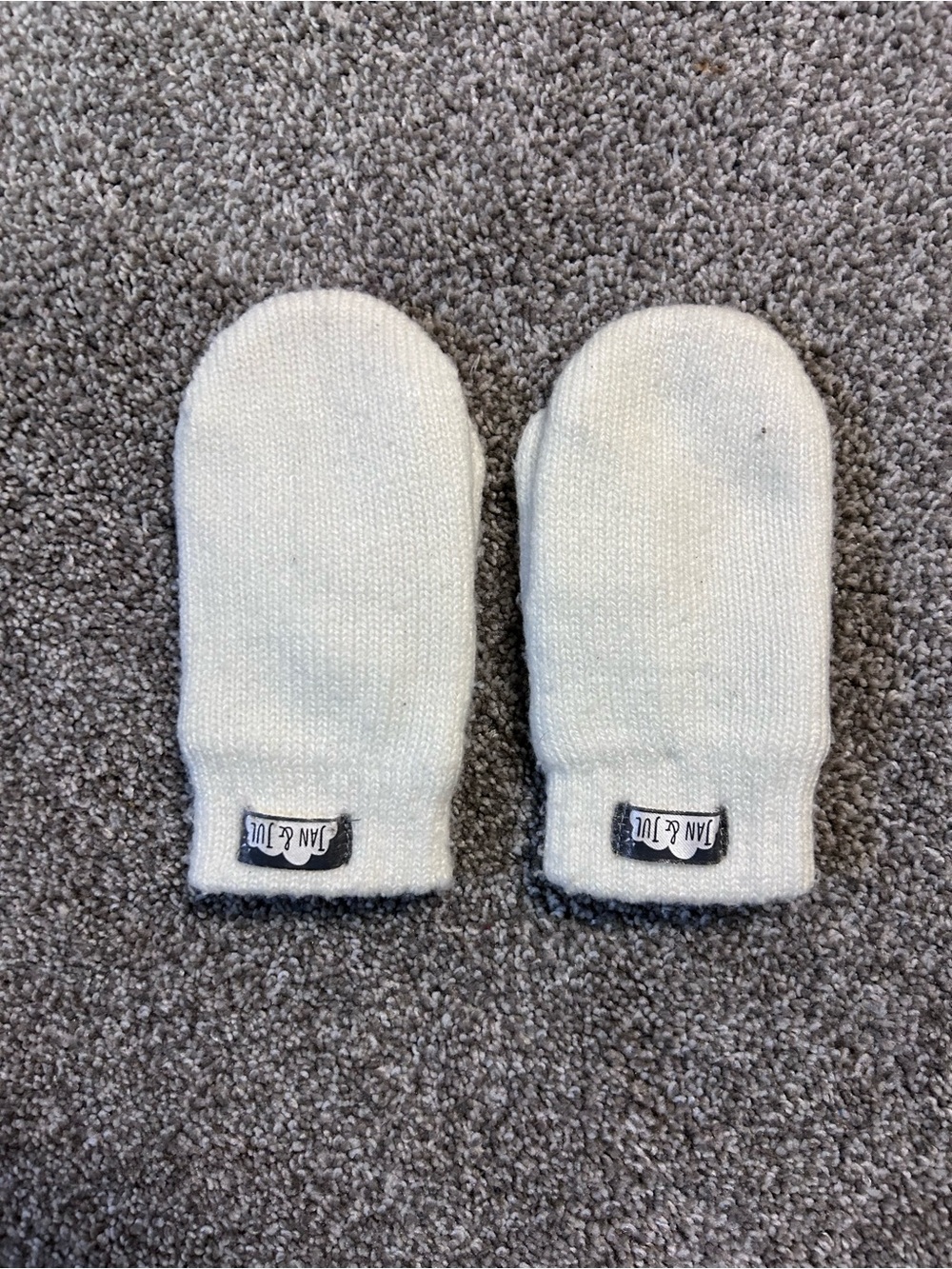 Cream Knit Baby Mittens